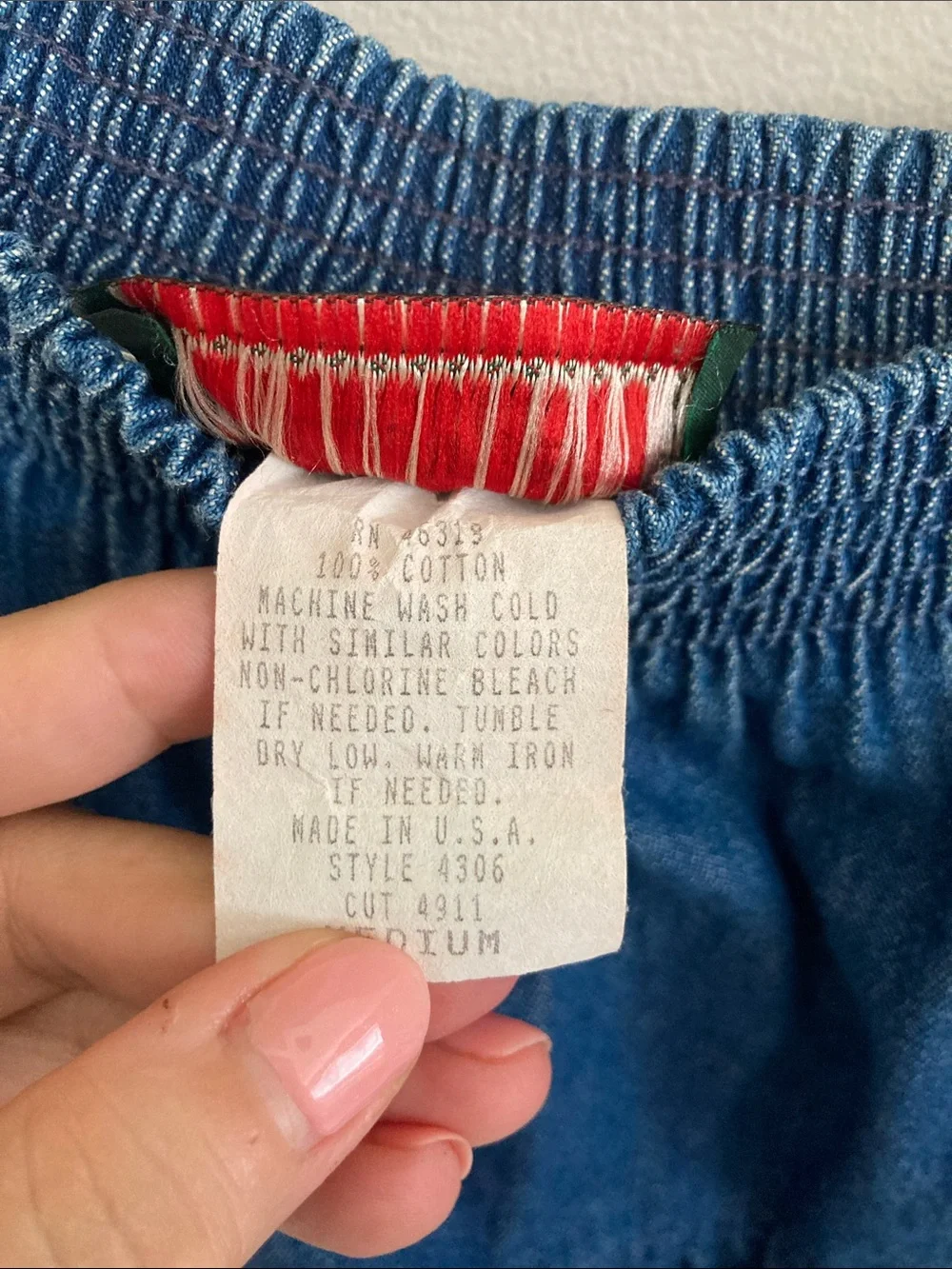 Willowbend Vintage Cotton Elastic-Waist Tiered Denim Maxi Skirt, Size Medium